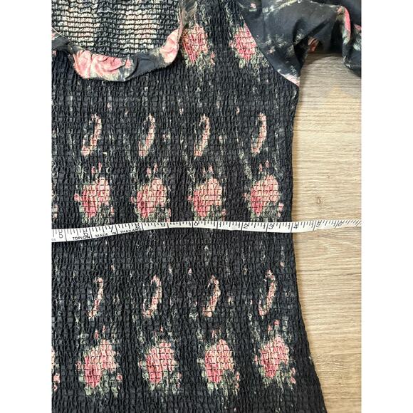 LOVESHACKFANCY Violett Dress Black Coffee M Floral Ruffle Silk Party Mini Date - Picture 11 of 14